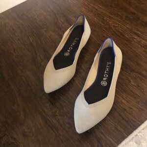 Rothy’s pointed flats in flax